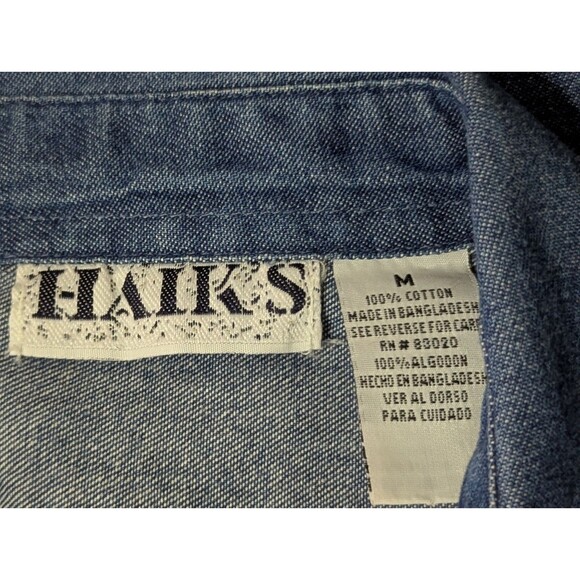 VTG Haiks Sleeveless Denim Shirt Womens Medium Embroidered Southwestern Wolf - Picture 7 of 7